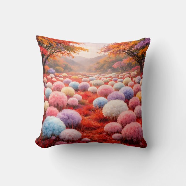 Cute Colorful Fluffy Forest Kids Pillow (Front)