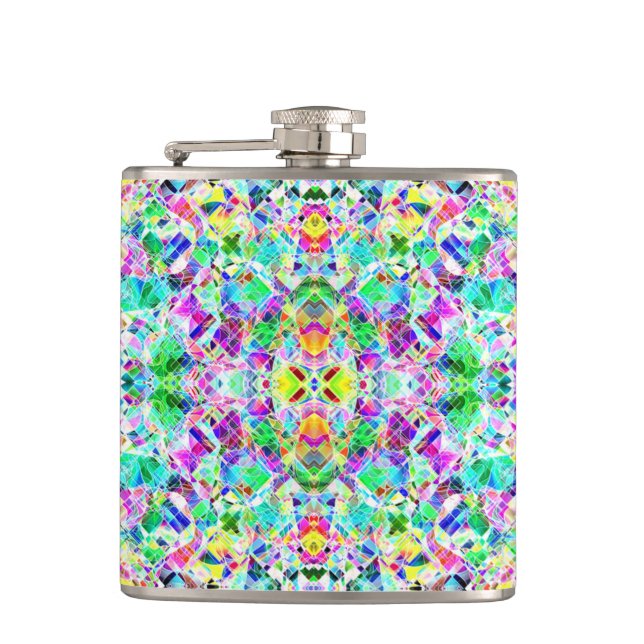 Cute colorful fragments design hip flask (Front)