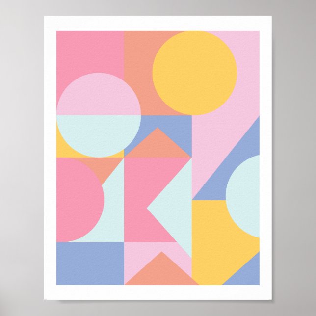 Cute Colorful Geometric Shapes Collage Wall Art (Front)