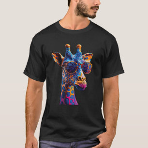 cute colorful Giraffe sunglass head art for lover  T-Shirt