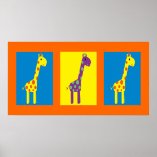 Cute & Colorful Giraffes Customizable Poster