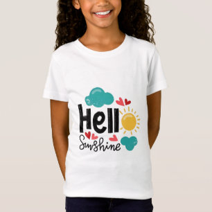 Cute Colorful Hand Drawn Art - Hello Sunshine Text T-Shirt