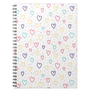 Cute Colorful Hearts Spiral Notebook