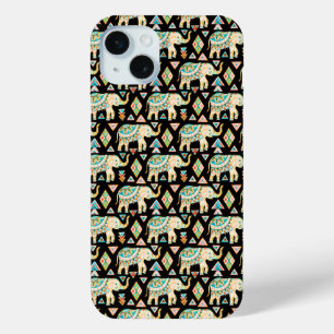 Cute colorful indian elephants pattern iPhone 15 mini case
