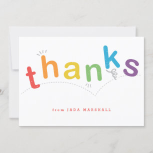 Cute Colorful Kids Rainbow Type Thank You Card