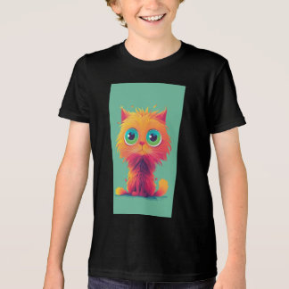 Cute Colorful Kitten Illustration – Kids T-Shirt | Tri-Blend Shirt