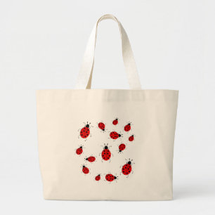 Cute colorful ladybugs clip art large tote bag