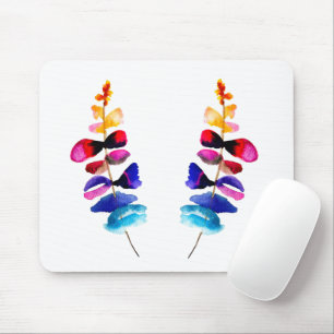 Cute colorful leaves watercolor mouse mat