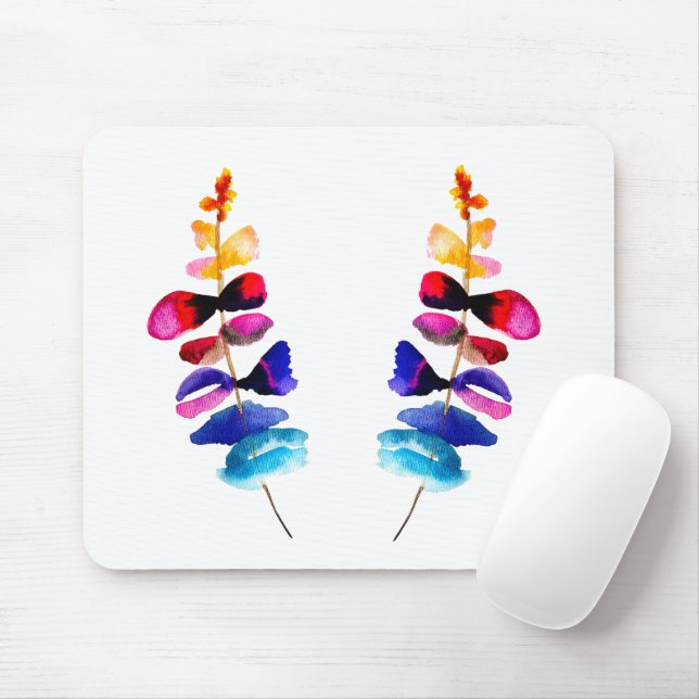 Cute colorful leaves watercolor mouse mat (With Mouse)