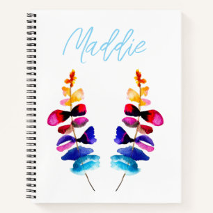 Cute colorful leaves watercolor notebook