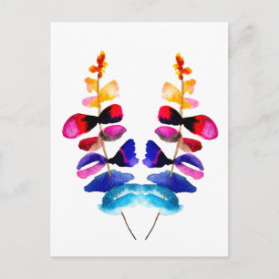 Cute colorful leaves watercolor postcard