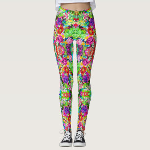 Cute colorful magic flowers leggings