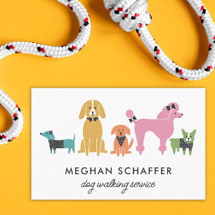 Cute Colorful Modern Dogs Business Card