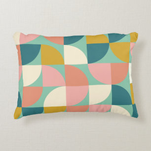 Cute Colorful Modern Geometric Shapes Pattern Teal Decorative Cushion