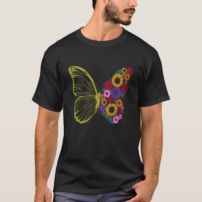Cute Colorful Monarch Butterfly Flower Butterflies T-Shirt (Front)
