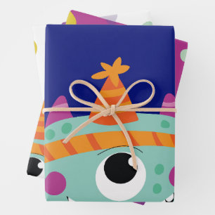Cute Colorful Monsters  Wrapping Paper Sheet