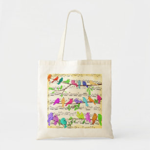 Cute Colorful Musical Birds Symphony - Magic Song Tote Bag