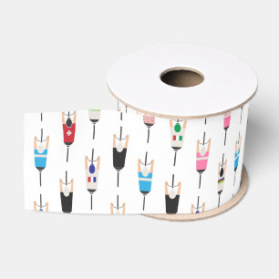 Cute Colorful National Cyclists Illustration Art Grosgrain Ribbon