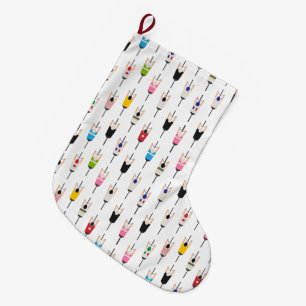 Cute Colorful National Cyclists Illustration Art Large Christmas Stocking