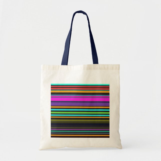 Cute colorful neon stripes tote bag (Front)