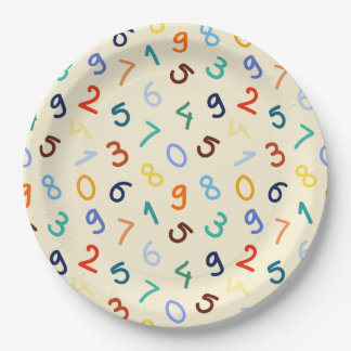 Cute Colorful Number Pattern Paper Plate