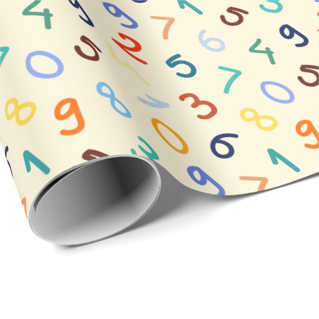 Cute Colorful Number Pattern Wrapping Paper (Roll Corner)