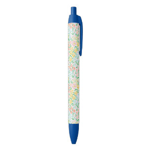 Cute Colorful Pastel Garden Flower Pattern Black Ink Pen