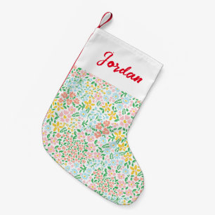 Cute Colorful Pastel Garden Flower Pattern Small Christmas Stocking