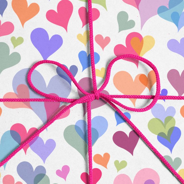   Cute & Colorful Pastel Heart Pattern Girly Kawaï Wrapping Paper (Creator Uploaded)