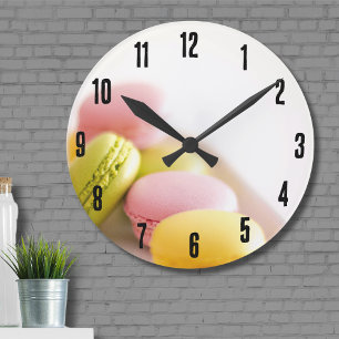 Cute Colorful Pastry Pastel French Macaron Cookie Round Clock