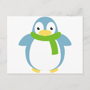 Cute Colorful Penguin in Scarf Postcard