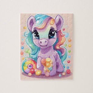 Cute colorful pony with candies and sweets jigsaw puzzle