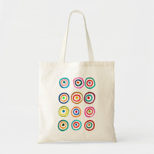 Cute colorful rainbow circles whimsical tote bag