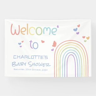 Cute Colorful Rainbow with Hearts Baby Shower Banner