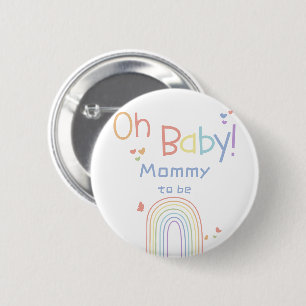Cute Colorful Rainbow with Hearts Mommy-to-be 6 Cm Round Badge