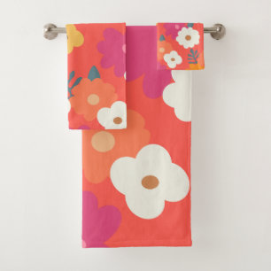 Cute Colorful Retro Florals  Bath Towel Set