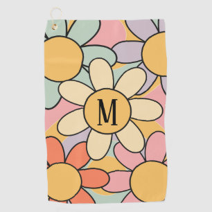 Cute colorful retro style daisy flowers golf towel