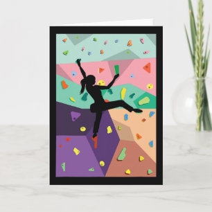 Cute Colorful Rock Climbing Bouldering Wall Climbe Card