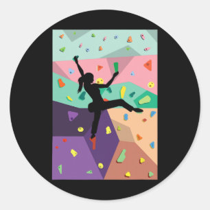 Cute Colorful Rock Climbing Bouldering Wall Climbe Classic Round Sticker