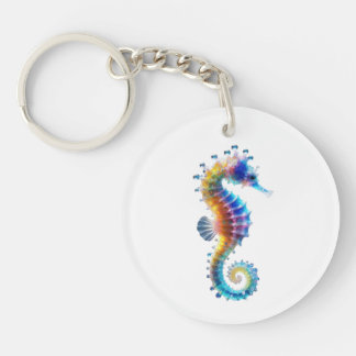 Cute Colorful Seahorses Key Ring