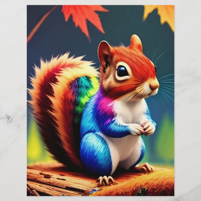 Cute Colorful Sitting Squirrel-75463 Custom Letterhead (Front)