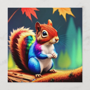 Cute Colorful Sitting Squirrel-75463 Invitation