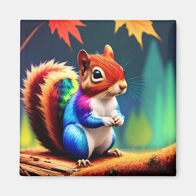 Cute Colorful Sitting Squirrel-75463 Magnet (Front)