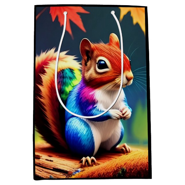 Cute Colorful Sitting Squirrel-75463 Medium Gift Bag (Front)