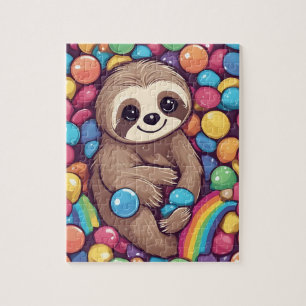 Cute colorful Sloth with candies and sweets Jigsaw Puzzle