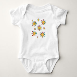 Cute Colorful Smiling Sun Illustration Baby Bodysuit