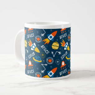 Cute Colorful Space Adventures Pattern Large Coffee Mug