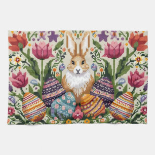 Cute/Colorful Spring/Easter fair isle Tea Towel