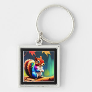 Cute Colorful Squirrel Digital Painting-75364 Key Ring