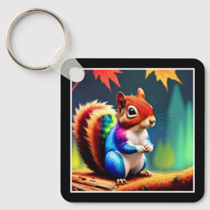 Cute Colorful Squirrel Digital Painting-75364 Key Ring